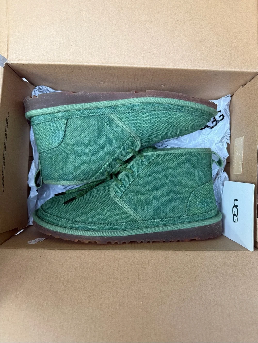 Size 7-UGG MEN’S NEUMEL NATURAL LACE-UP CHUKKA BOOTS 1117613 LEAF WMNS 8.5 W/Box